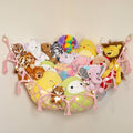 Lilly's Love Stuffed Animal Storage Macrame Hammock w/String Lights, Large - Boho Room Decor Toy Storage - Corner Hanging Plushie Stuffed Animal Net Organizer (Light Pink)
