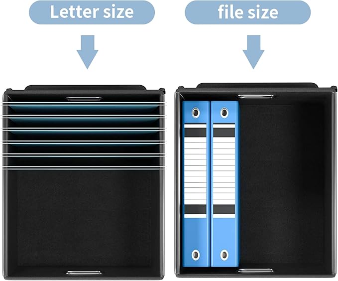 Huolewa File Organizer Box with Lid, Collapsible File Folder Organizer for Office Document Storage, Filing Box with Plastic Slide for Letter Size Hanging File Folders(1 Pack, Powderblue)