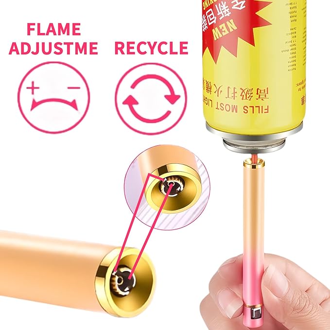 WEQTETJU Unique Cute Pink Gradient Mini Lighter Creative Wheel Design, Butane Lighter Refillable Novelty Lighter for Fireplace Candle Camping BBQ (No Butane Fuel) (16)