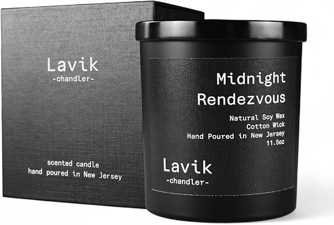 Lavik Luxury 11.50oz Candle with Rich Aroma Cypress & Tobacco Leaf Scent. Natural Soy Wax, Cotton Wick, Matte Black Jar. Gift or Elegant Decor for Home & Office