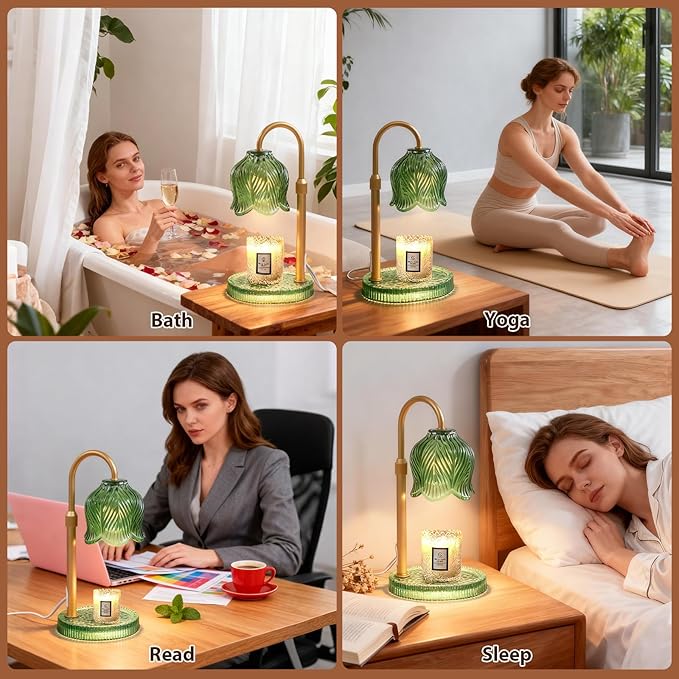 Candle Warmer Lamp with Timer, Valentine's Day Gifts Birthday Gifts for Women Mom, Height Adjustable Wax Melts Warmer, House Warming Gifts New Home, Dimmable Candle Warmer for Jar Candles with 2 Bulbs