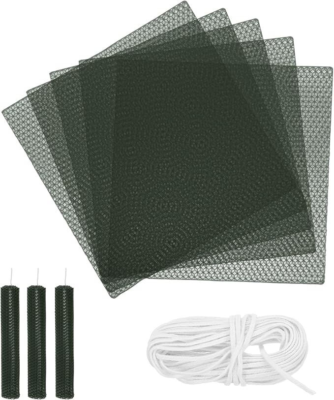 MECCANIXITY Beeswax Candle Making Kit,8x8 Inch 5pcs Dark Green Beeswax Candle Sheets with 1pcs Cotton Wick for DIY Craft Gift Making