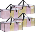 VENO 4 Pack Heavy Duty Moving Bags, Christmas Storage Bins with Lids, Clear Design, Alternative to Moving Boxes, Storage Bags for Clothes, Blankets, Comforters, Pillows, Camping (Clear, 4 Pack)