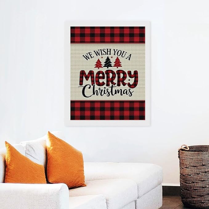 AIVKIEJK Diamond Painting Kits for Adults - Merry Christmas Welcome Painting DIY 5D Full Drill Diamond Dots Paintings with Diamonds Gem Art and Crafts Home Decor 16"x20"