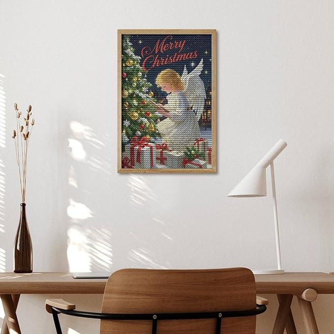 AIVKIEJK Diamond Painting Kits for Adults - Merry Christmas Angel Welcome Painting DIY 5D Full Drill Diamond Dots Paintings with Diamonds Gem Art and Crafts Home Decor 8"x12"