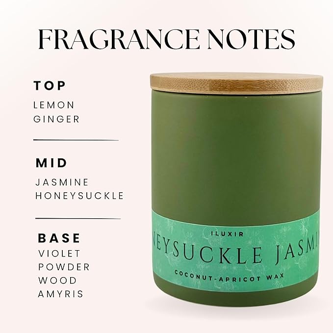 Honeysuckle Jasmine Scented Candle – Long-Burning Floral Fragrance | Premium Soy Wax Candle for Home, Bedroom & Gift | Clean Burn | Aromatherapy Decor