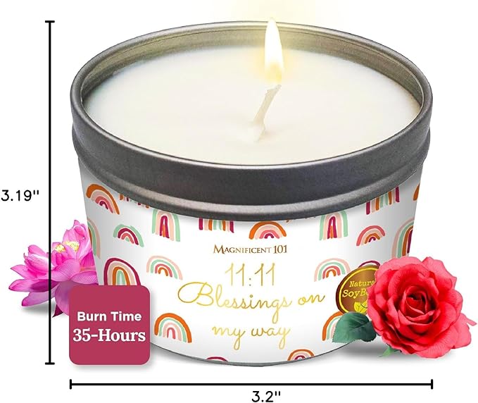 MAGNIFICENT 101 Long-Lasting Affirmation Tin Soy Wax - 6 Oz - 35-Hour Burn - Sage & Palo Santo Scent - Energy Cleansing & Manifestation