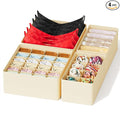 SpaceAid Underwear Drawer Organizer, 4 Pack Dresser Organizer Bins for Nursery, Closet Organization and Storage with Dividers for Baby Clothes Socks Bra Ties Scarf (Beige)