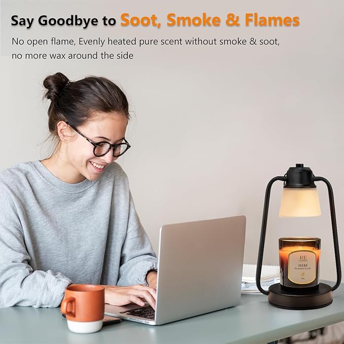 MAOYUE Candle Warmer Lamp with Timer Dimmer - Mothers Day Gifts for Women, Electric Wax Melt Warmer Lamp for Jar Candles, Vintage Candle Lamp Warmer with 2 Bulbs, House Warming Gifts New Home Decor