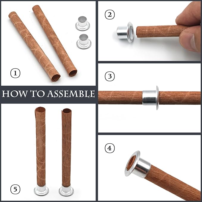 20 Set Wood Spiral Candle Wicks 4x0.32inch / 100x8mm, Wood Wick Tube with Iron Stands for Candle Making, Natural Round Wooden Wick Core Handmade Candles Supplies