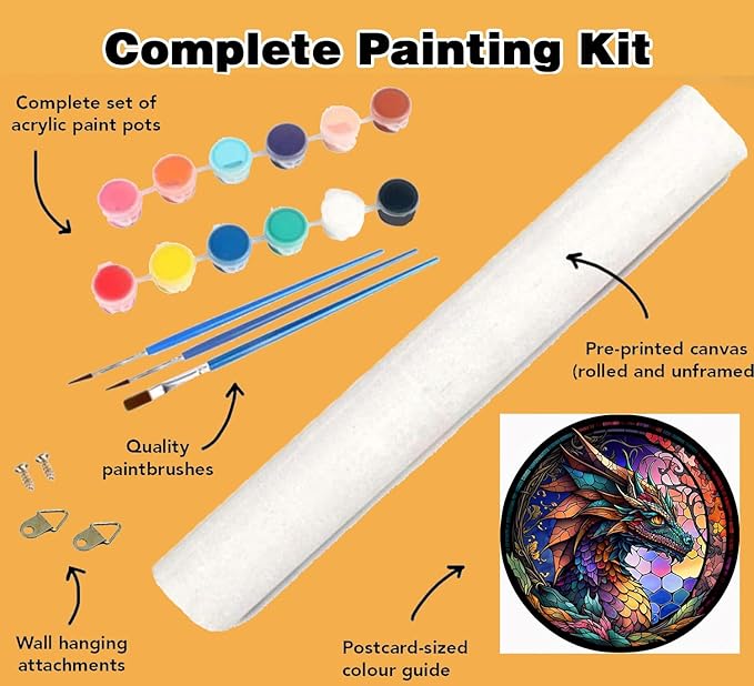 Meothan Paint by Number for Adults, Colorful Dragon Painting by Numbers for Adults Beginner, Acrylic Easy Paint by Numbers Kits on Canvas for Gift Home Wall Decor 13.8”W x 13.8”L