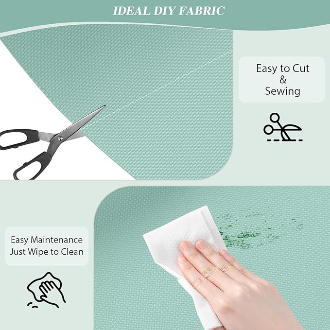 ANMINY 100% Waterproof Outdoor Fabric 10 Yards, 58" W 600D Marine Canvas Fabric with PVC Backing, Ripstop Upholstery Material by The Yard for Furniture Boat Covers Tent Awning, Aqua