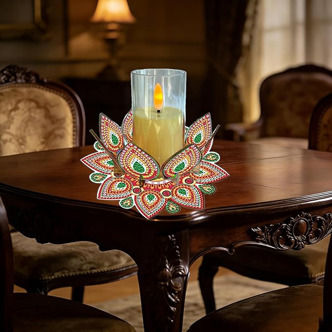 5D DIY Diamond Art Painting PVC Flower Candle Holders Tealight/Tea Light/Votive Candle Holder, for Table Centerpiece Home Décor Party Wedding Dinning-Flower-10