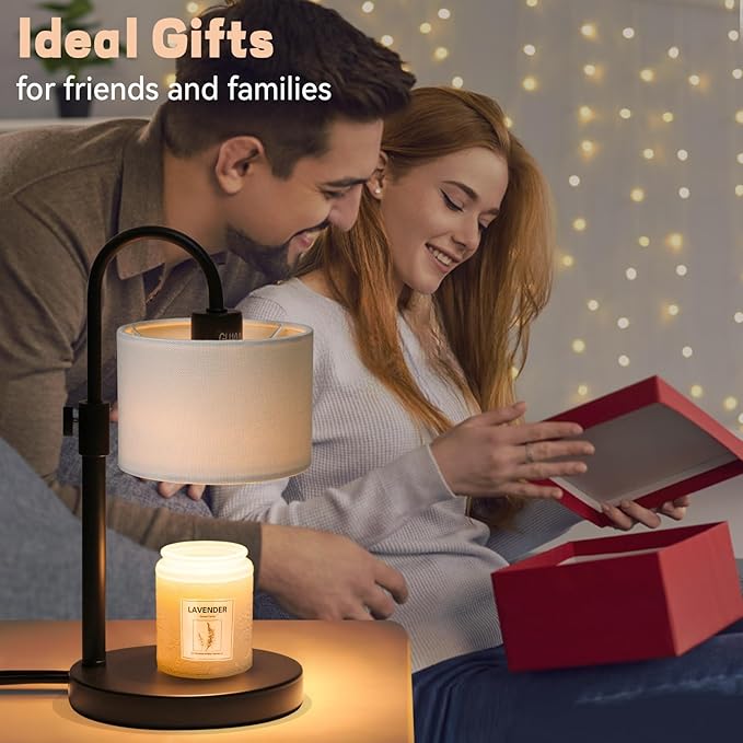 FINCMY Candle Warmer Lamp with Timer, Dimmable Candle Wax Warmer Candle Lamp Warmer with 2 Bulbs, House Warming Gifts Birthday Gifts for Women Bedroom Home Decor (White)