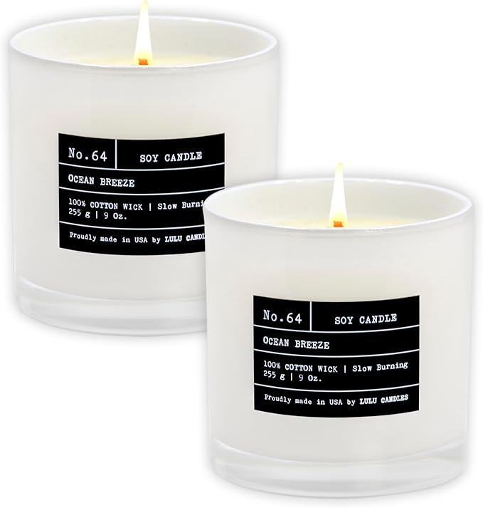 Lulu Candles | Ocean Breeze | Luxury Scented Soy Jar Candle | Hand Poured in The USA | Highly Scented & Long Lasting (9 Oz. 2 Pack)