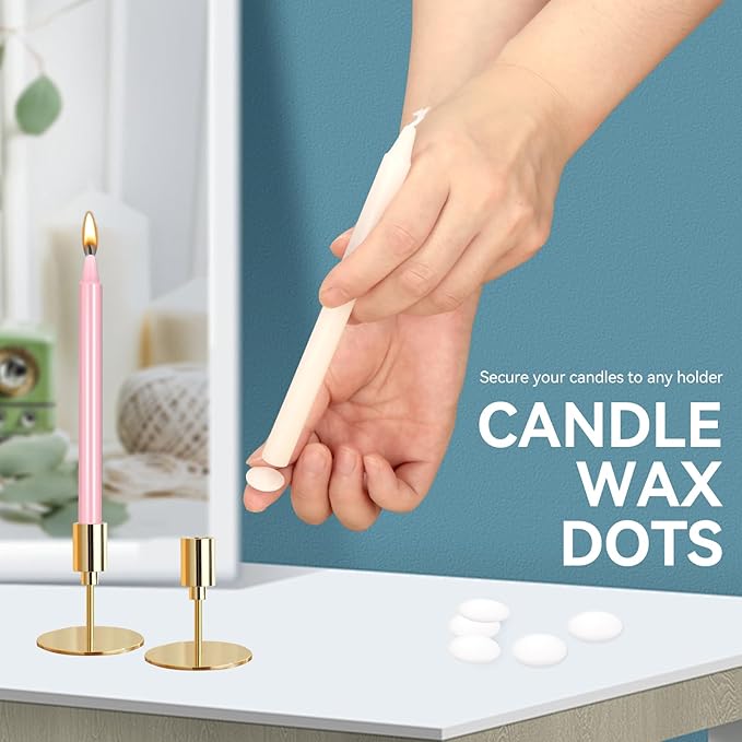 48 Pieces White Adhesive Small Candles, Accessories Candle Wax Dots- Adhesive,Wax Sticky Dots,Candl Accessories (48)