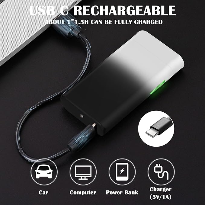 Plasma Lighter Rechargeable USB C Electric Torch Lighter Big Arc Electric Lighters Dual Flame Cool Lighters with Upgrade Battery Safety Switch for Candles, Fireworks, Incense (Blackwhite)