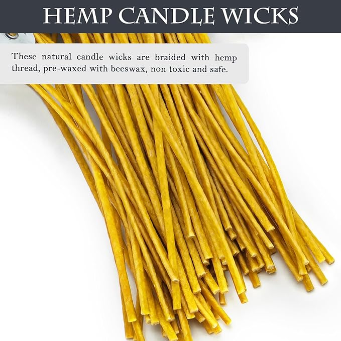 10cm Hemp Candle Wicks 100Pcs, Hemp Braided Wick for Handamde Candle Making, Pre-Waxed with Beeswax