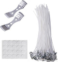 Candle Making Kit with 100 Cotton Wicks 8 inch, 100 Wick Stickers, 2Metal Holders