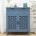 vistavie Blue Buffet Sideboard Cabinet with 2 Doors 2 Drawers - Accent Cabinet with Adjustable Shelves，31.5 Inch Wide Wood Storage Cabinets for Dining Room,Study Room and Kitchen