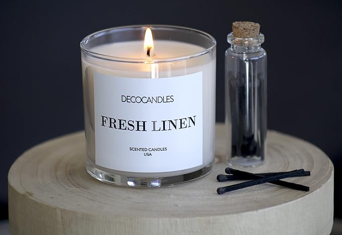 Urban Concepts by DECOCANDLES - Fresh Linen - Highly Scented Soy Candle - Long Lasting Clean Aroma - Hand Poured in USA (6 Oz.)