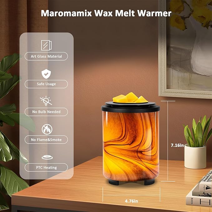 Electric Wax Melt Warmer for Scented Wax with 7-Color Changing LED Night Light, Removable Silicone Dish & PTC Safe Heating - Art-Glass Design for Home, Office Décor, and Gifts for Mom