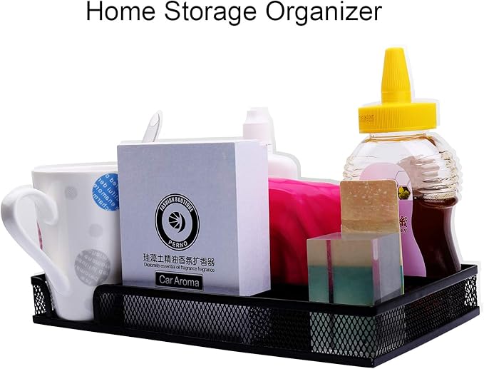 Drawer Organizer, Desk Organizer, Black Metal Mesh Drawer, Desk Drawer Organizer for Home Office and School,11.02X 6.10 X 1.38 Inch,Black
