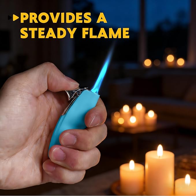 2 Pack Torch Lighter Butane Lighter,Refillable Mini Lighter for Candles Fireworks,Gifts for Friends Or Family Members(NO PREFILLED) (Blue)