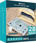 Vacuum Storage Bags with Electric Pump, Compression Packing Bags for Travel Luggage, Space Saver for Clothing Clothes Bedding Blankets Pillows, 28 Combo