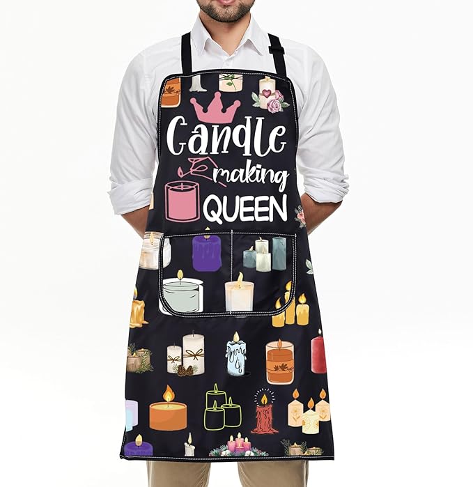 FUSTMW Candle Making Apron Candle Making Queen Gifts for Candle Makers DIY Kitchen Baking Chef Grill Apron with Pockets