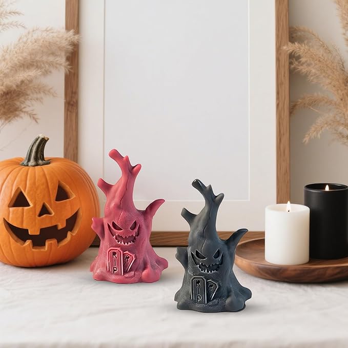 Ghost Tree Stump Candle Silicone Molds Resin Casting Mould for DIY Halloween Candle Making Polymer Clay Craft Plaster Home Decoration