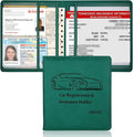 Car Registration and Insurance Holder, 5.5 x 5 Inch PU Leather Vehicle Glove Box Organizer Wallet Case Organizer for Insurance Card, Driver License, Essential Document, Paperwork