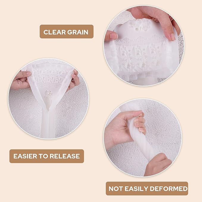 Vintage Long Pillar Candle Mold, Intricate Floral Design Silicone Mold for DIY Candle Making Plaster Polymer Clay Home Decoration