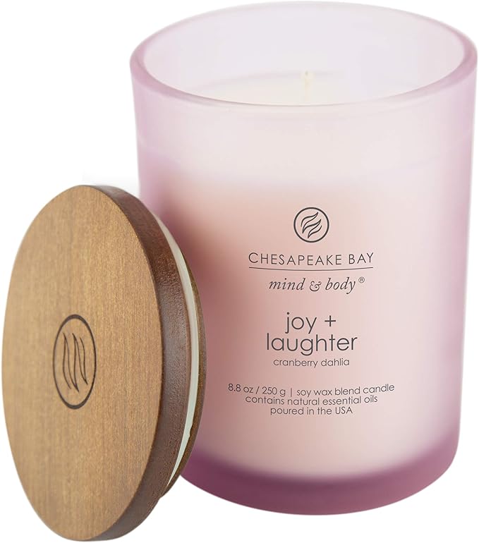 Chesapeake Bay Candle Joy + Laughter Scented Candles Cranberry Dahlia Medium 2-Pack Long Burn Time Home Décor