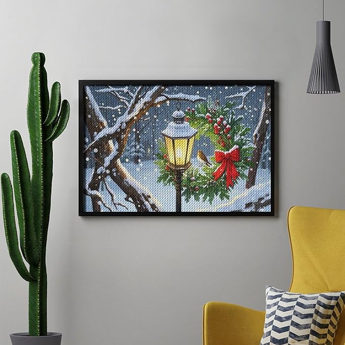 AIVKIEJK Diamond Painting Kits for Adults - Festive Christmas Red Berries & Golden Baubles Painting DIY 5D Full Drill Diamond Dots Paintings with Diamonds Gem Art and Crafts Home Decor 8"x12"