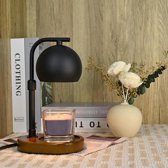 Candle Warmer Lamp Timer - Birthday Gifts for Women Mom Grandma, Mothers Day Gifts, House Warming Gifts New Home Decor Modern Farmhouse Decor with 2 Bulbs Wax Melt Compatible All Jar Candle Black