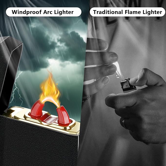 YOZWOO Rechargeable Electric Lighter USB C Electronic Lighters High Power Flame Arc Plasma Lighter Windproof Camping Lighters with Long Battery Life for Home and Outdoor (Frosted Black)