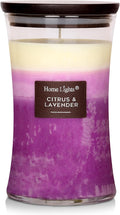 HomeLights 3-Layer Candles for Home Scented, 21.52 OZ Natural Soy Wax Scented Candles Burns Up to 100 Hours, Large Jar, Citrus & Lavender