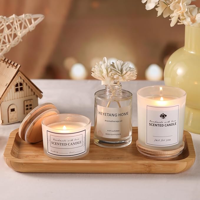 sunnyfuture 16 Pack Forsted White Candle Jars, 8pcs 7oz + 8pcs 4oz Candle Jars for Making Candles with Wooden Lids and Labels for DIY, Gifts, Home