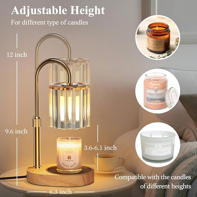 Lukasa Candle Warmer Lamp with Timer, with LED Color Lights, Dimmable, Adjustable Height, House Warming Gifts New Home Decor, Gifts for Women Mom for Birthday Mothers Day Thanksgiving Day Christmas