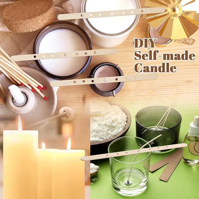 100 Pieces Wooden Candle Wick Holders for Candle Making Candle Wick Centering Devices, DIY Candle Making Tools (7 Inch, 7 Holes)
