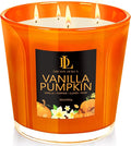Large Candle Vanilla Pumpkin Scented, 4 Wick Natural Soy Candles for Home Scented, 30oz Big Candle Long Lasting, Home Aromatherapy Candles Housewarming Gift for Women Men