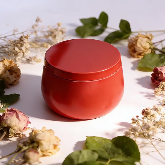8oz Candle Tins | 24-Pack Premium Full Red 8 OZ Metal Candle Jars with Lids for Making Candles, Bulk Empty Candle Containers for Home DIY and Small Business