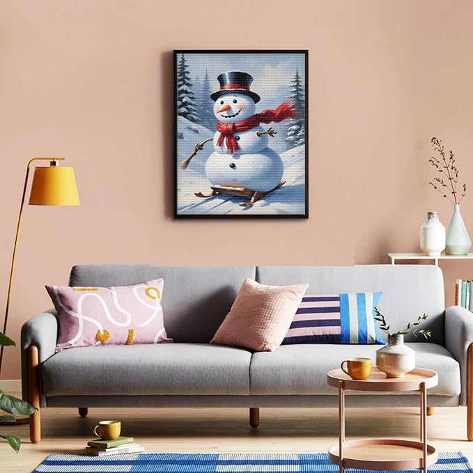 QZOTRXI 5D Christmas Diamond Painting Kits for Adults,Snowman Sledding Winter Diamond Art Kits for Beginners, DIY Winter Full Round Drill Paint by Diamonds for Home Wall Decor 8x10 Inch