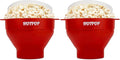 The Original HotPop Silicone Popcorn Maker - Microwave Popcorn Popper - Collapsible Bowl, Heat-Resistant, Easy to Clean, Ideal for Family Movie Nights, 15-Cup Capacity - Cherry (Pack of 2)