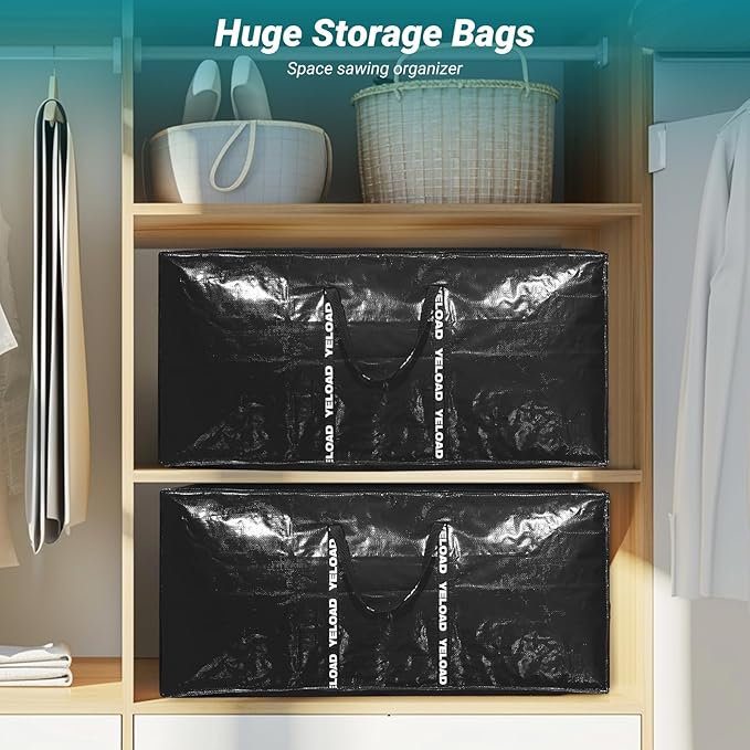 66 Gallon Extra Large Storage Bags 2 Pack – Pink XXL Heavy Duty Waterproof Moving Tote Bags for College Dorm, Travel, Clothes & Bedding Foldable Zippered Duffle with Handles