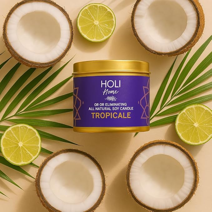 HOLI Pet Odor Eliminator Candle – Tropicale Scent – All Natural Soy Wax, Paraben & Phthalate Free, Pet Safe, Long-Lasting 60-Hour Burn, Non-Toxic & Plastic-Free Air Freshener for Home