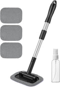 AstroAI Windshield Cleaner Tool, Microfiber Car Window Cleaner with 4 Reusable and Washable Microfiber Pads and Extendable Handle Auto Inside Glass Wiper Kit, Gray