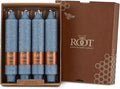Root Candles Unscented Dinner Candles Premium Beeswax Blend Boxed Candle Set, 7-Inch, Williamsburg Blue, 4-Count