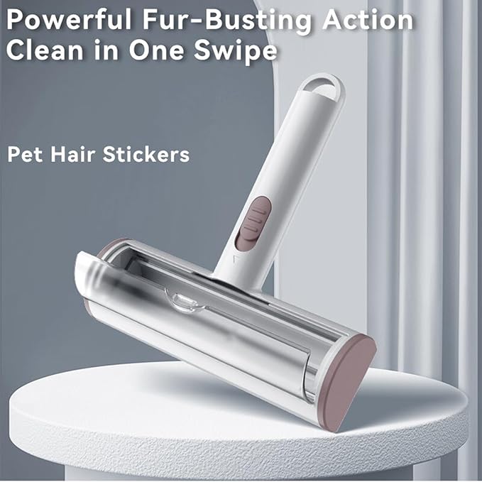 Pet Hair Remover, Lint Brush - Reusable Lint Roller for Cat & Dog Hair on Couch, Carpet, Rugs & Bedding - Portable, Eco-Friendly, No Need for Lint Roller Refills (Brown & White)